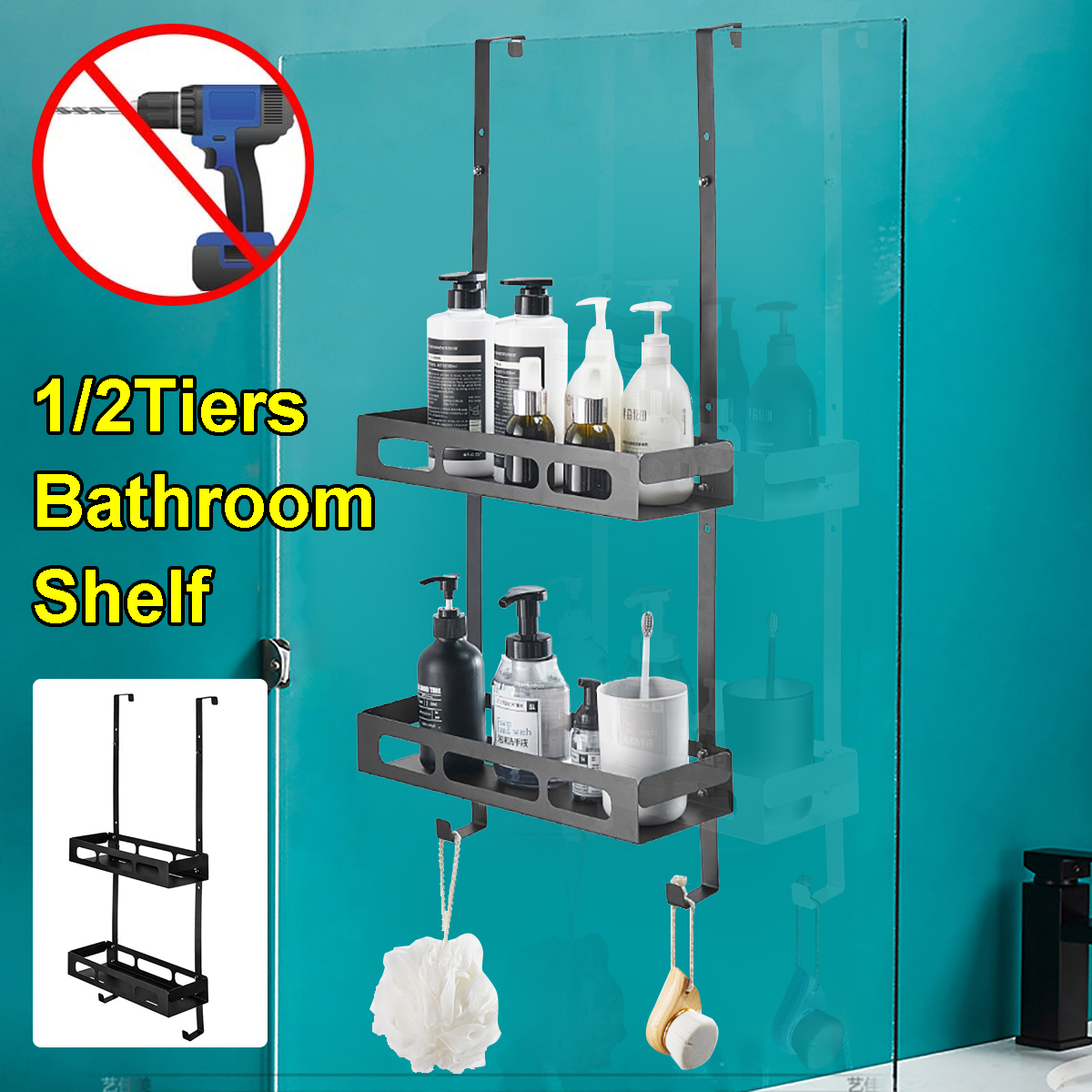 Hanging Bath Rack Bathroom Shower Shelf Shampoo Storage Holder Organizer 59