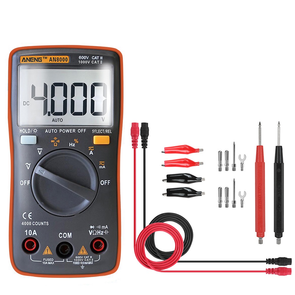 

ANENG AN8000 Orange Digital Multimeter Voltmeter Ammeter Ohmmeter Volt AC DC Ohm Tester Meter + Test Lead Set