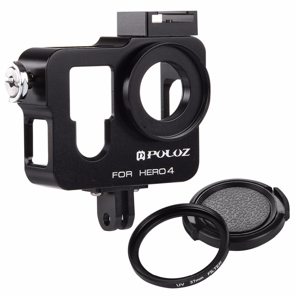 

PULUZ PU153 Housing Shell Aluminum Alloy Protective Case Cage W/ UV Lens Filter Lens Cap for GoPro Hero 4 / Hero4