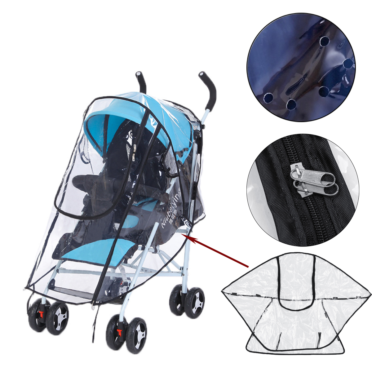 

Full Around Waterproof Dust Rain Cover Universal For Babyzen YOYO Stroller Pram