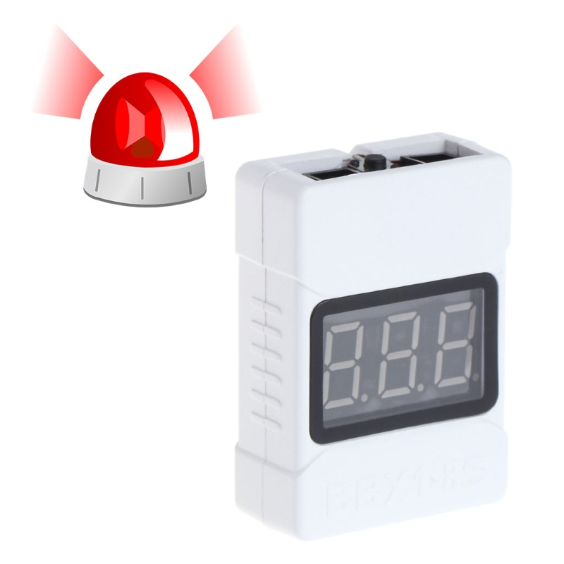 

BX100 1-8S Lipo/Li-ion/Fe Battery Low Buzzer Alarm with Dual Speakers Low Voltage Tester Voltage Meters A10 Battery Power Monitor Battery Voltage Meter