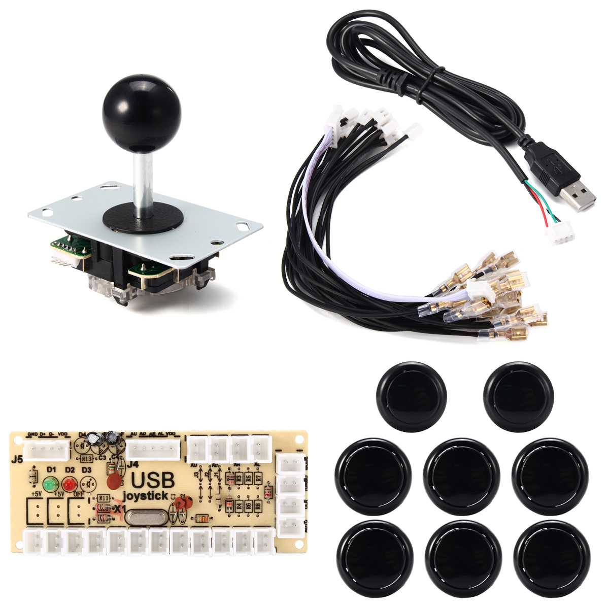 

Joystick Push Button Game Controller DIY Kit for Arcade Fighting Video Game PC