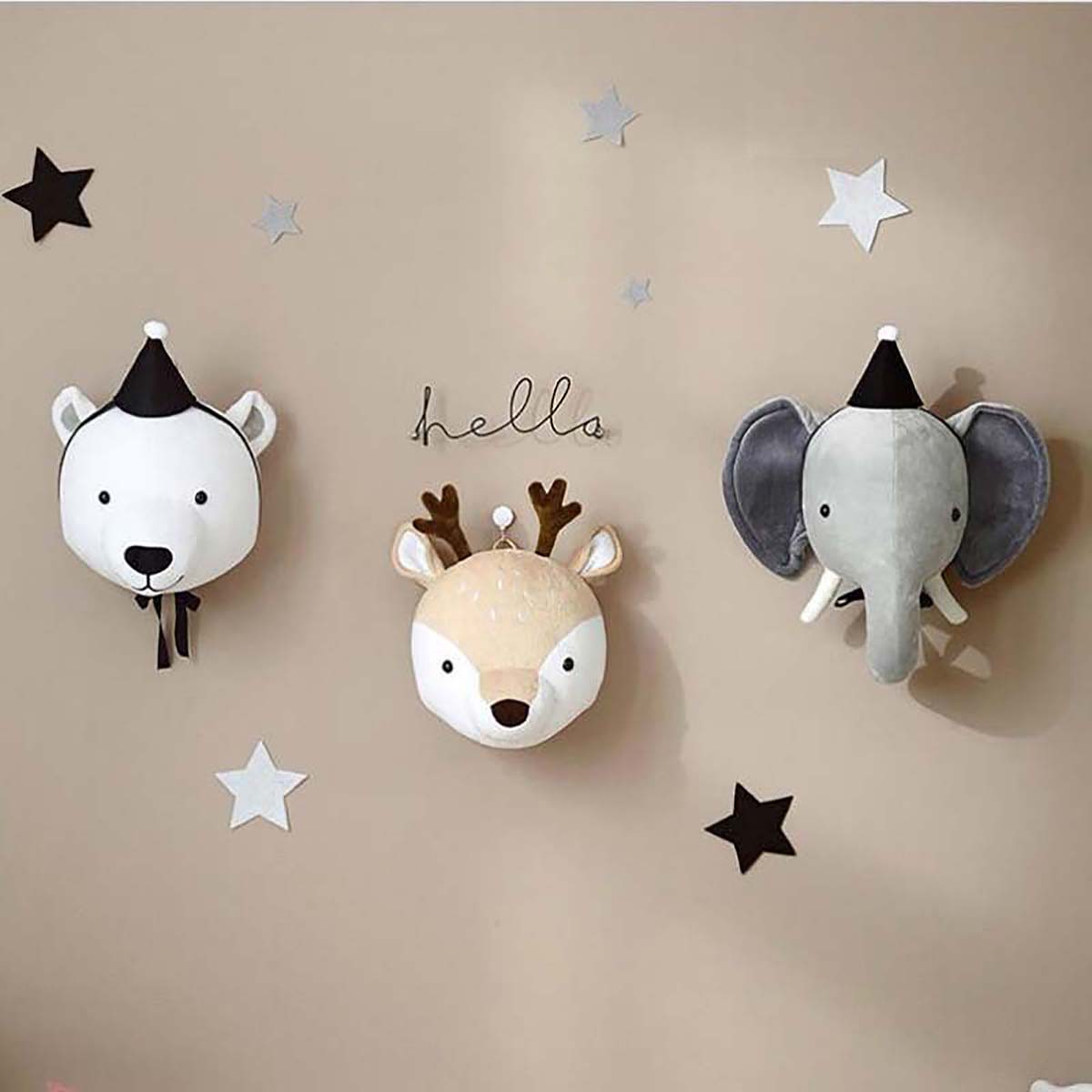 Stuffed Animals - 3D Plush Animal Heads Elephant Bear Deer Wall Decor for  Children Christmas Birth... (ANIMAL: RABBIT) was listed for  on 18  Jul at 02:01 by szulou in China (ID:560293240)