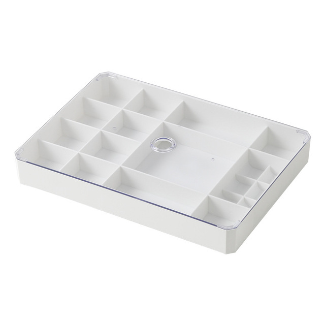 

Simple multi-grid jewelry storage box jewelry plastic storage finishing with lid visible square earrings ring box
