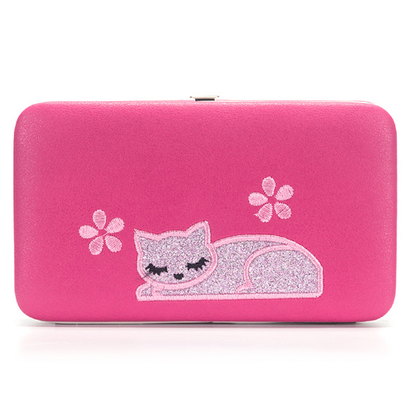 

Women Lovely Cat Pattern Daily Phone Bag 3 Layer Long Wallet Card Holder Purse