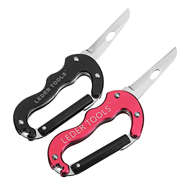 Aluminum Alloy Carabiner Hook Multifunctional Quick Release Hiking Buckle with Foldable Cutter