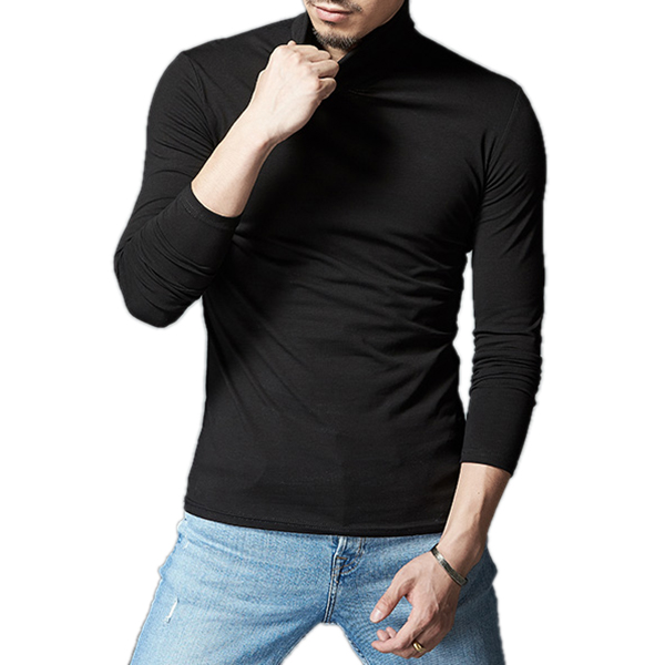 

Осенняя зимняя мужская рубашка с длинными рукавами с твердым цветом с высоким вырезом майка Мужская пустая культура Рубашка T-Рубашка