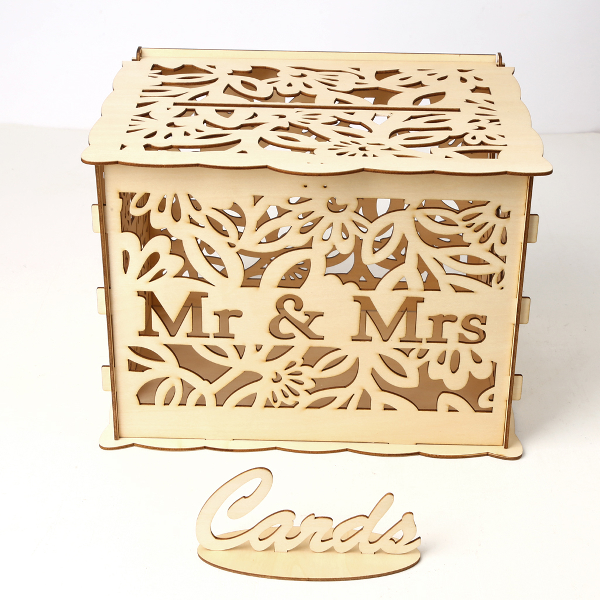 

DIY Wedding Gifts Cards Box Wooden Money Storage with Lock Decor Supplies
