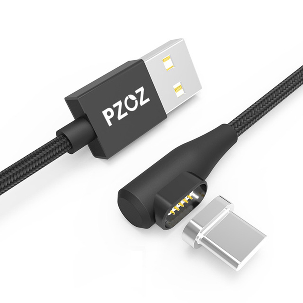 

PZOZ 2A 90 Degree Elbow Magnetic QC3.0 Super Fast Charging Type C Micro USB Data Cable For Xiaomi Mi8 Mi9 HUAWEI P30 Pro Pocophone