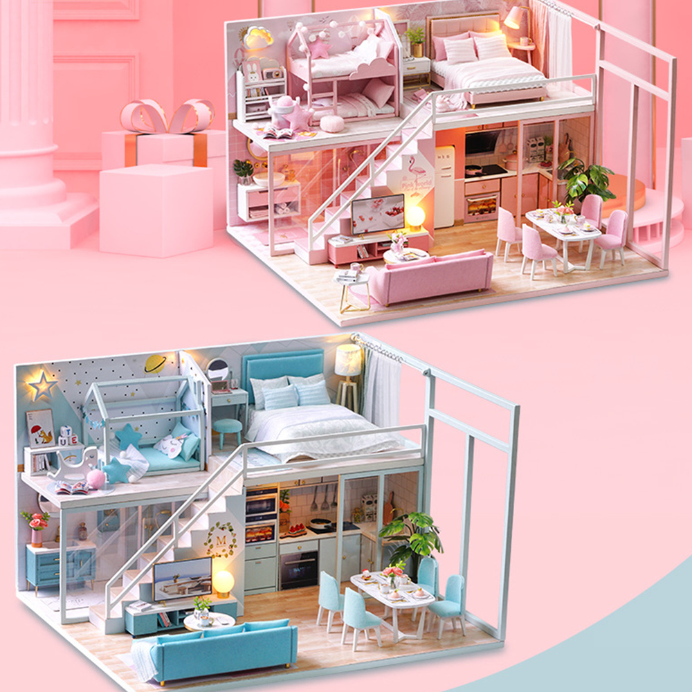 Christmas Gift for Kids, children, collectors, DIY Assemble Miniature Furniture Dollhouse (With Music & LED Device and Dust Proof Cover)
