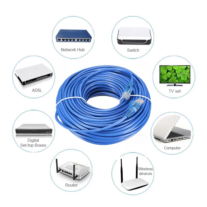 30m Blue Cat5 RJ45 Ethernet Cable For Cat5e Cat5 RJ45 Internet Network LAN Cable Connector 4