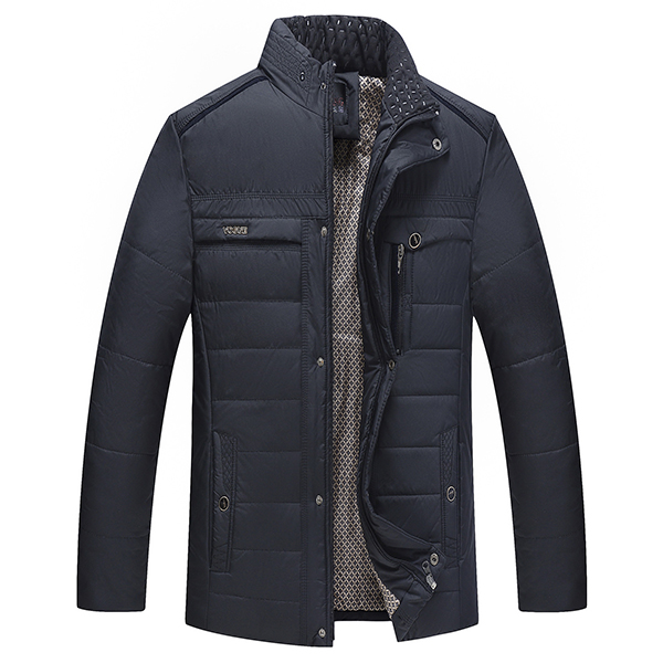 

Мужская зимняя толстая подставка для воротника Модная повседневная куртка Однобортное теплое пальто