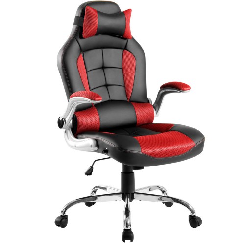 

Merax Office Chair High Back Ergonomic Racing Style PU Leather Swivel Chair Computer Desk Napping Folding Chair with Headrest and Lumbar Support