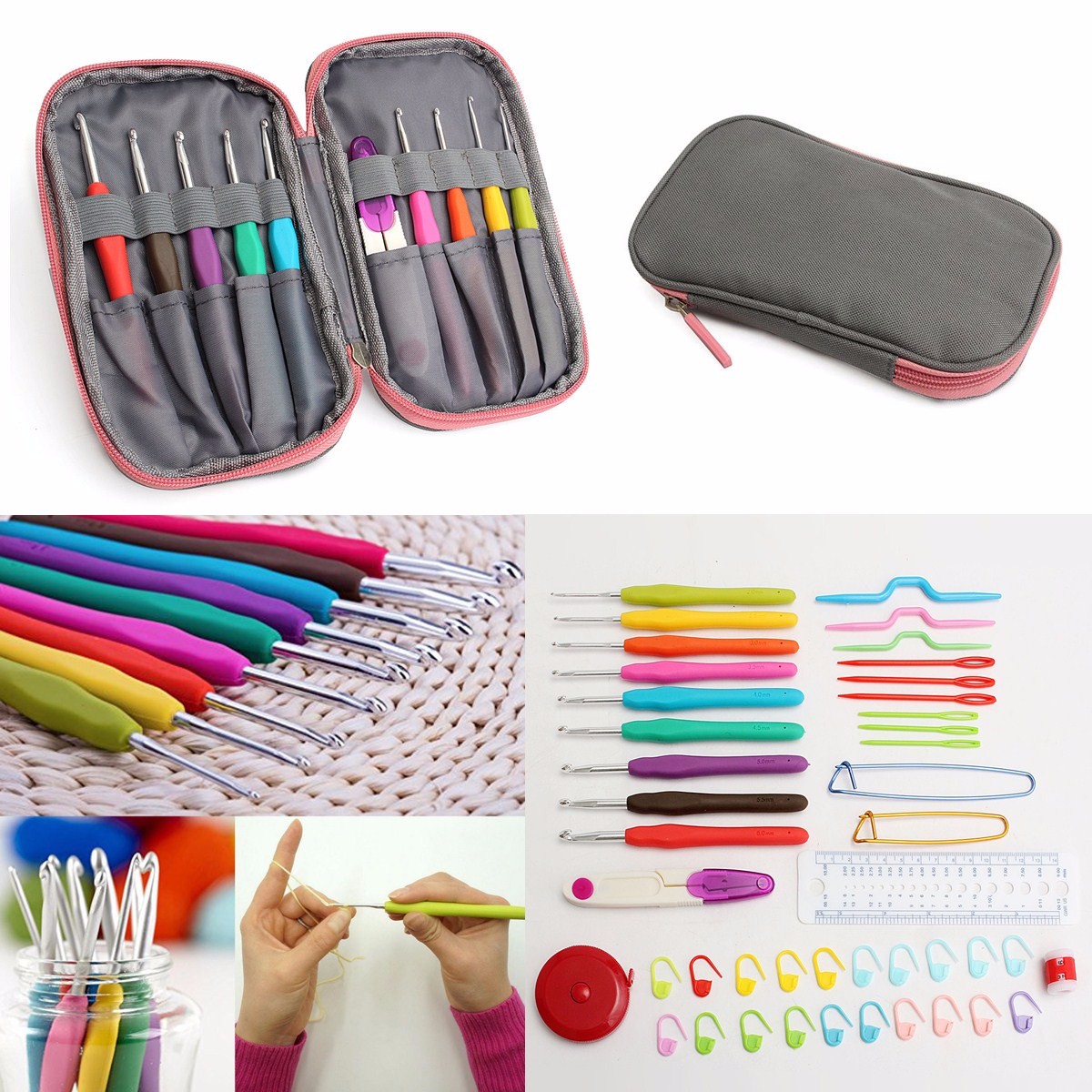 

Crochet Needle Hooks Set Organiser Case AccBearded Needle Suit With 45 Piece Attach One Storage Bag