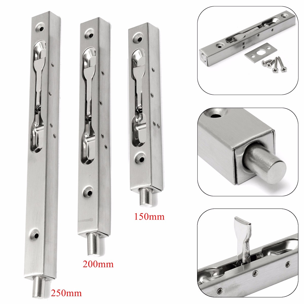 

Slide Lock 304 Stainless Steel Flush Latch Bolt for Home Gate Door Security Guard