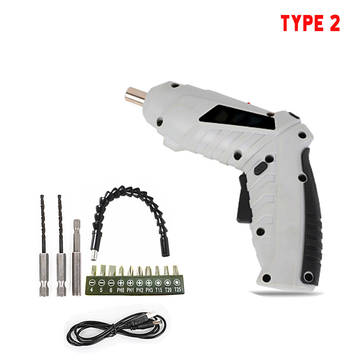 Mini Cordless Electric Screwdriver Set USB Rechargeable Drill Driver With Work Light 18