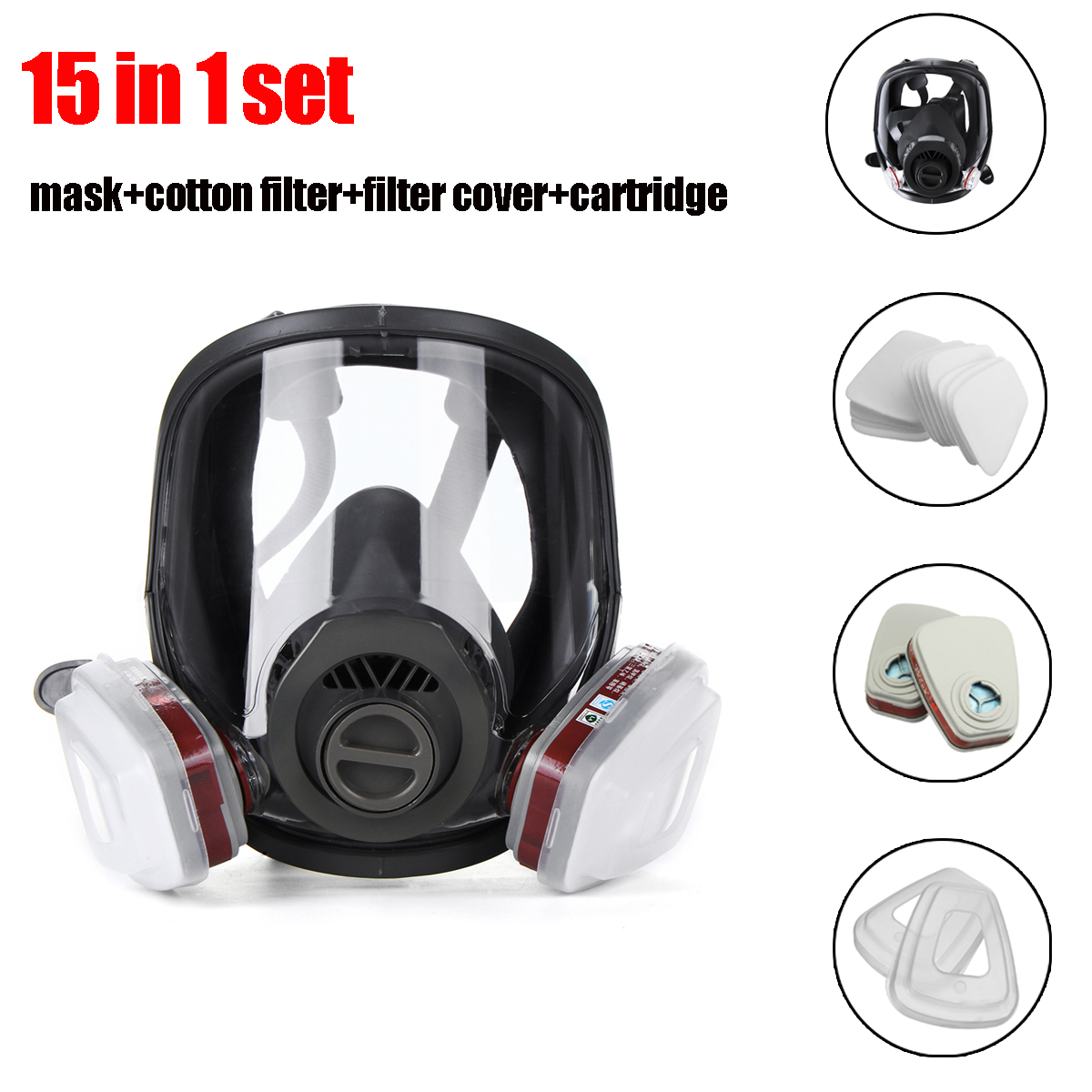 15 in 1 Full Face Gas Mask Facepiece Respirator Painting Spraying Mask 6800 Dust 16