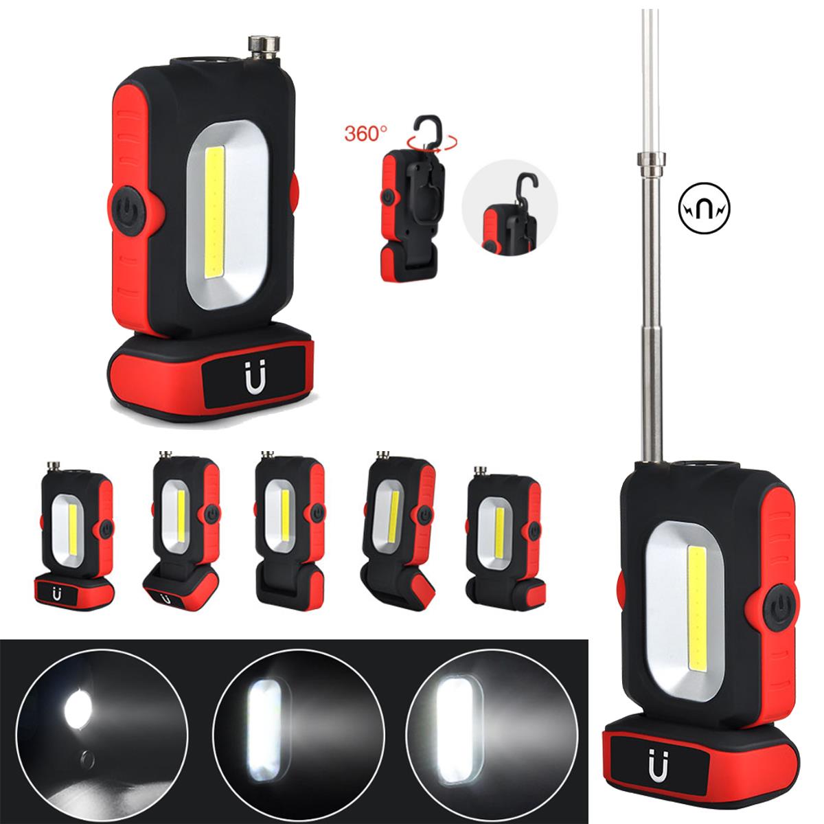 

5 in1 XANES LF01 LED+COB Stretchable Magnetic Tail & Antenna Picker USB Rechargeable Work Light EDC Flashlight
