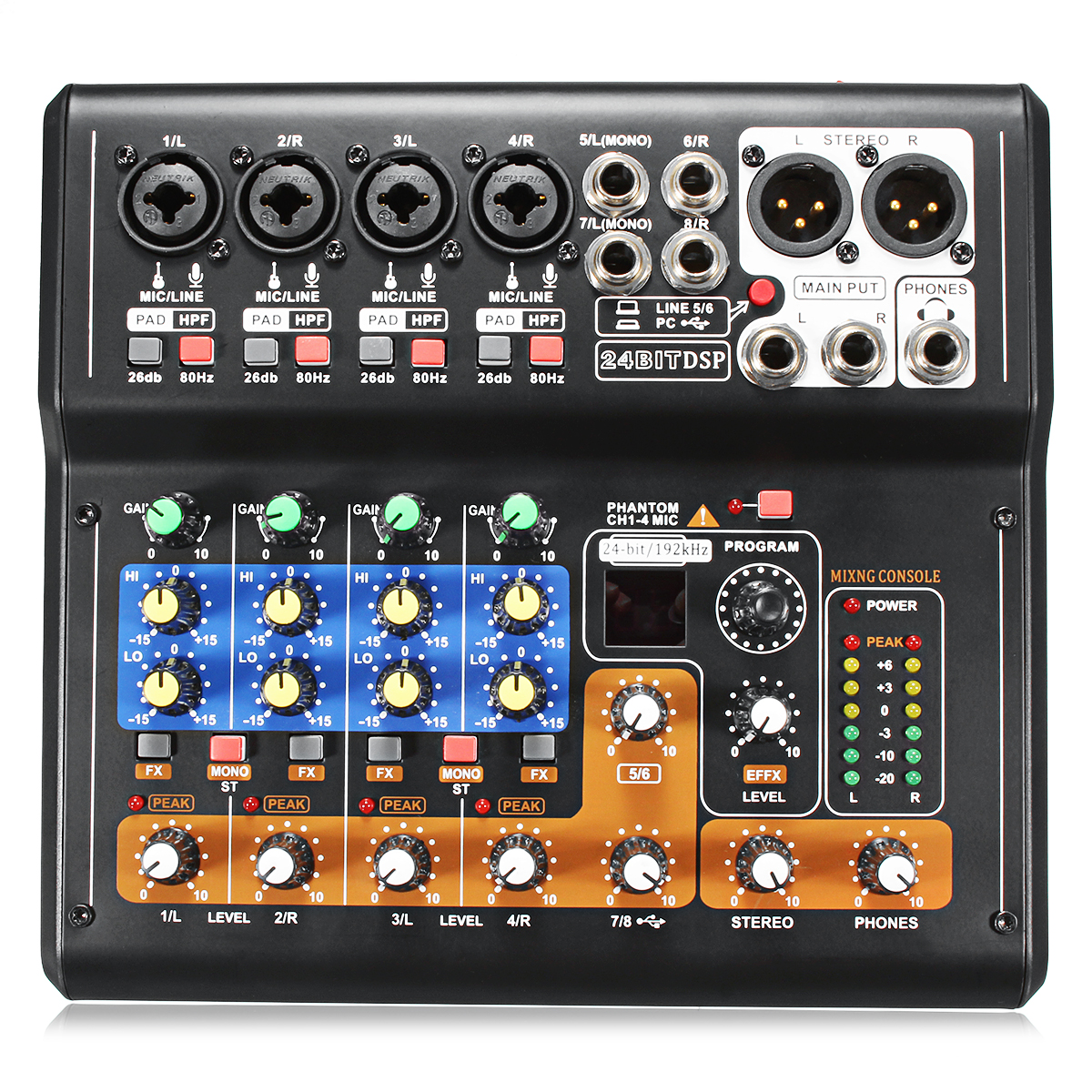 

Портативный 8-канальный Профессиональный Live Studio Audio KTV Karaoke Mixer USB Mixing Console 48V