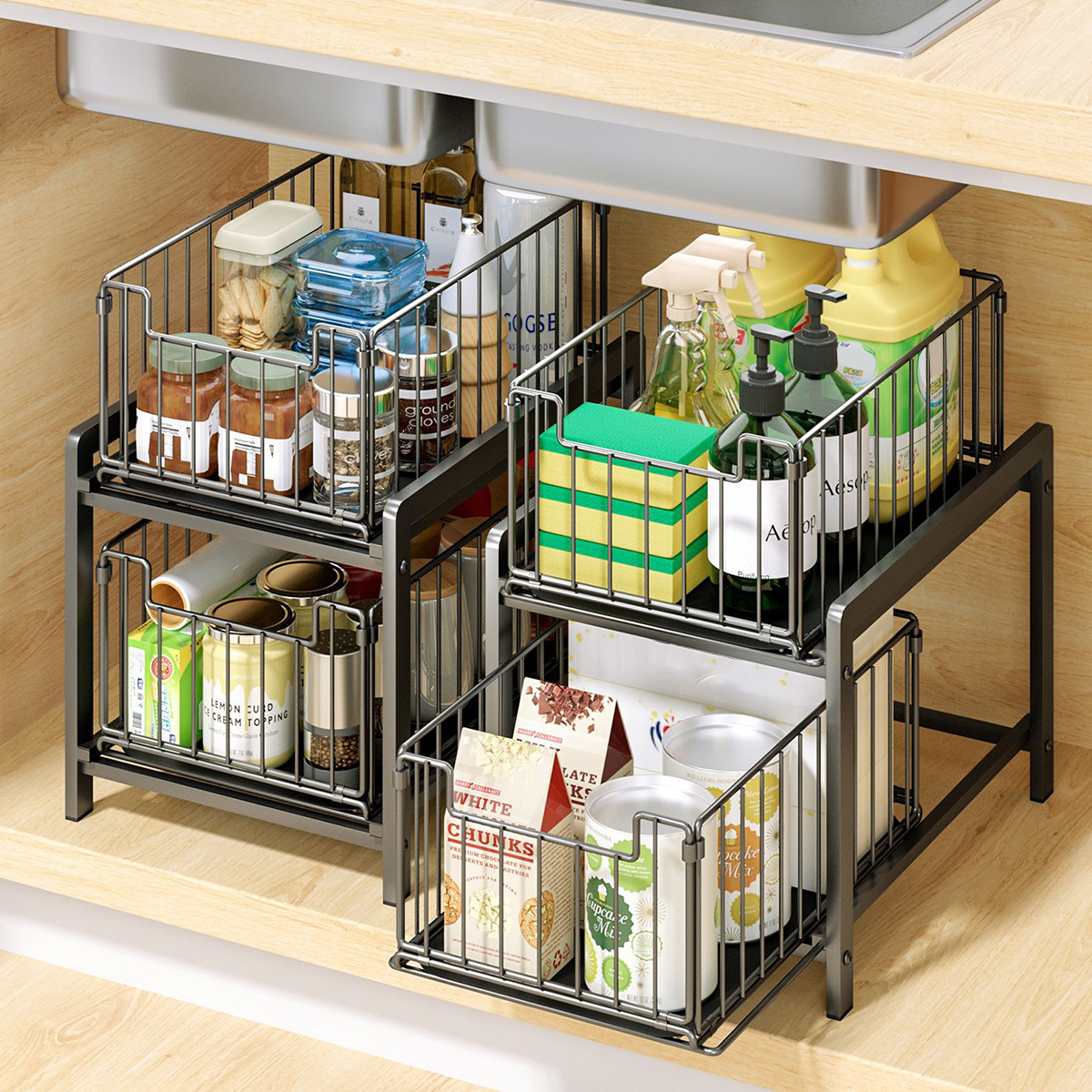 Find 2-Story Kitchen Multifunctional Storage Rack Home Desktop Pull Type for Sale on Gipsybee.com with cryptocurrencies