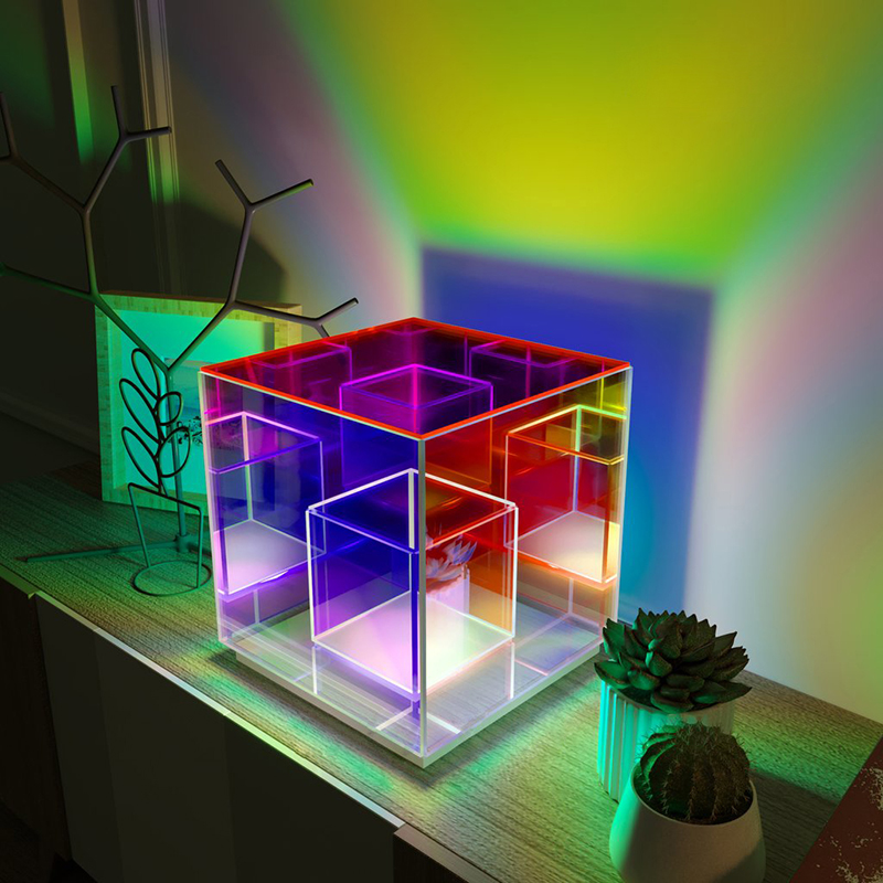 Find NOXU Musu Cube LED Color Table Lamp Cube Box Acrylic Color Table Lamp for Bedroom Living Room for Sale on Gipsybee.com with cryptocurrencies