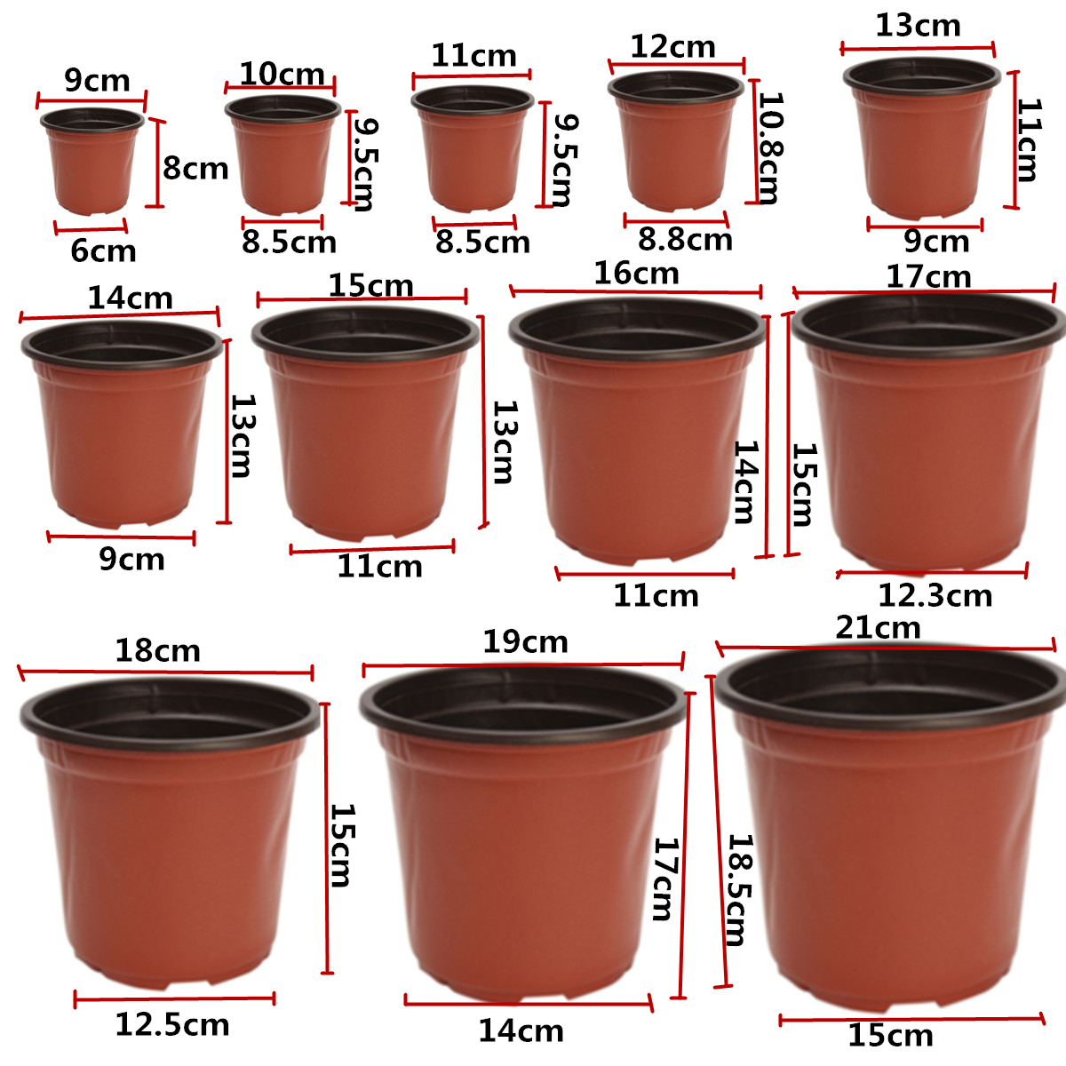 100Pcs Plastic Garden Nursery Pot Flower Terracotta Seedlings Planter Containers Set 41