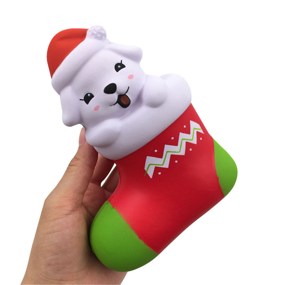

SquishyFun Рождественский носок Собака Squishy 15 * 11,5 * 6.5CM Лицензированный медленный рост с упаковкой