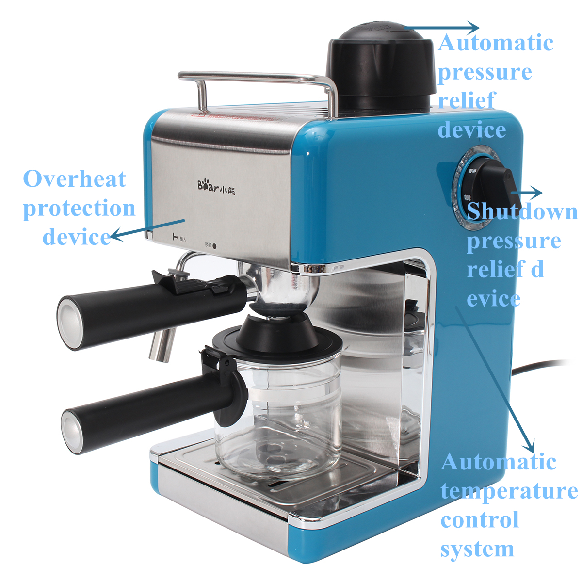 Stainless Steel Kitchen Steam Espresso Cappuccino Latte Coffee Maker Machine 15