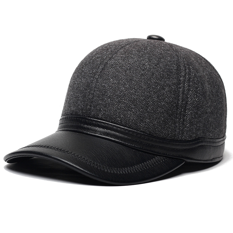 

Winter Cotton Artificial Leather Middle-Aged Baseball Cap