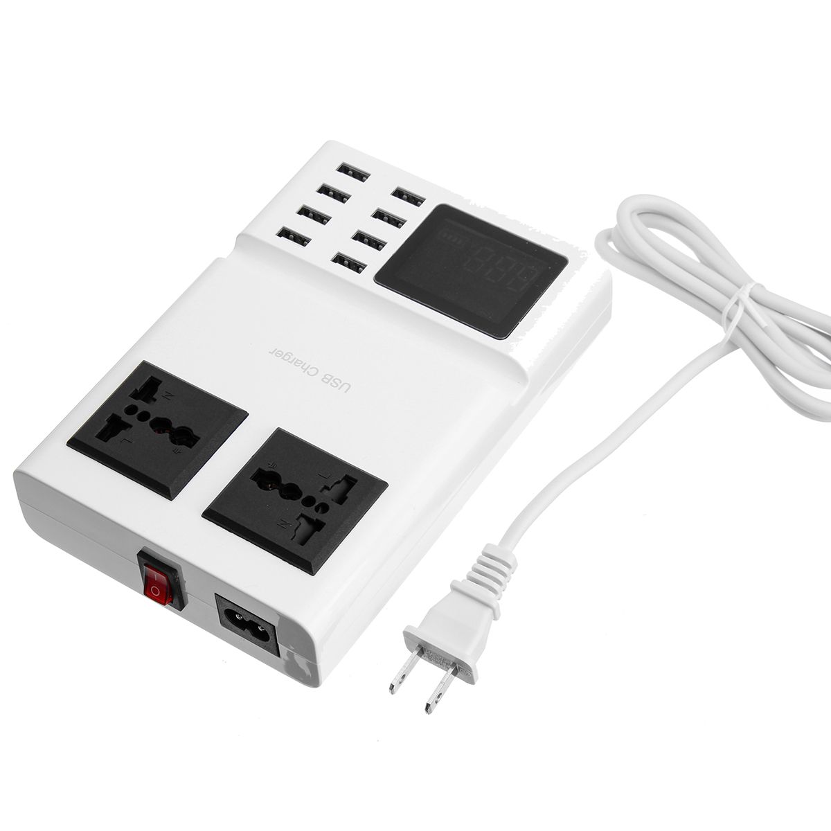 

8.2A 8 Port USB Charger Socket Rapid Fast Travel Wall Charger Station LCD Display