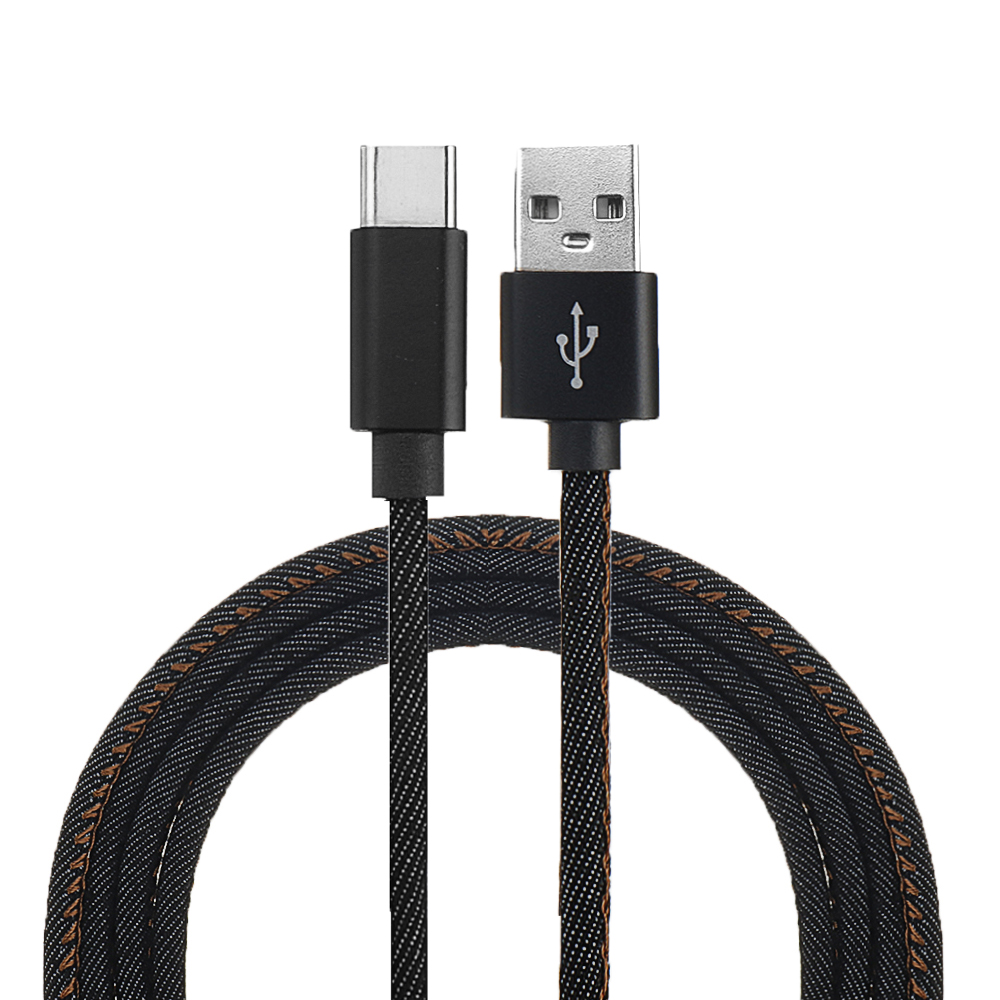 

2M 2.4A Type C Fast Charging Denim Braided Data Cable For Smartphone Tablet