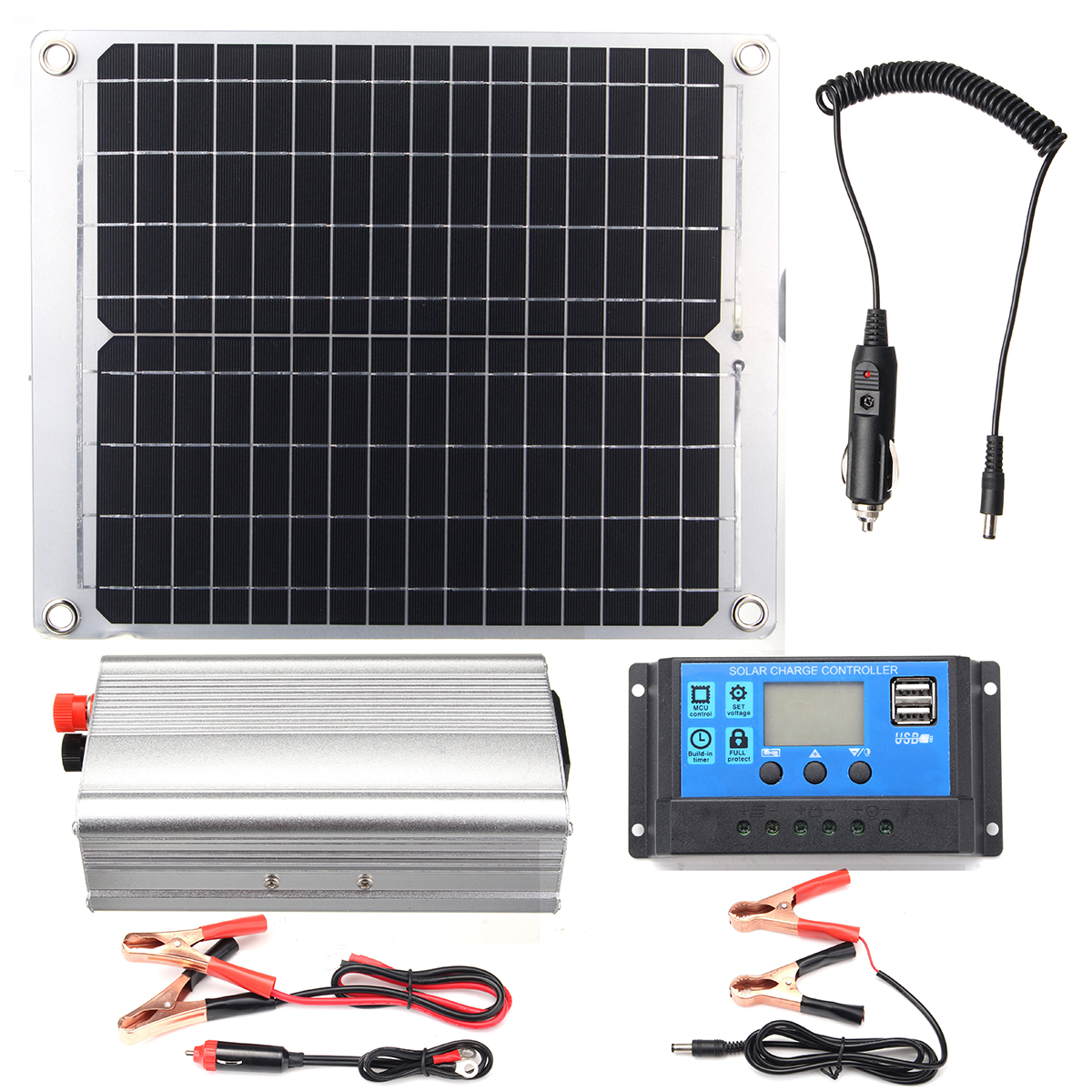 

Efficient Solar Powered System 40W Dual USB Ports Solar Panel & 2000W Power Inverter & 10A Controller