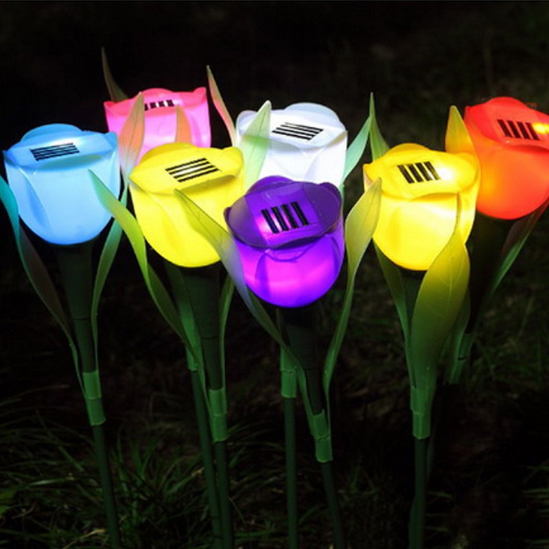 

1Pc Outdoor Solar Power Tulip Flower LED Light Yard Garden Lawn Path