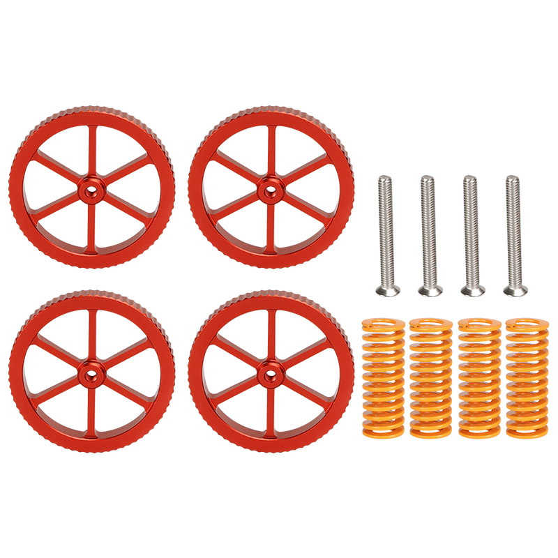 SIMAX3D® 4Pcs Upgraded Metal Red Hand Screwed Leveling Nut + 4pcs Spring&Screws for Creality 3D Ender-3 Series 3D Printer 3