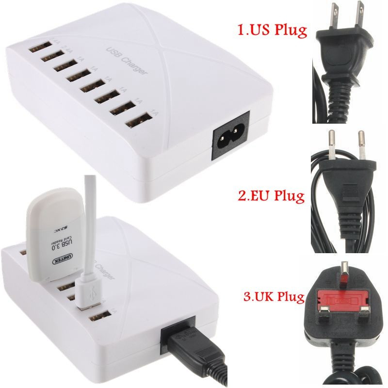 

High Speed 8 Ports USB Charger Hub AC Power Adapter Socket Splitter UK US EU Plug For iPhone Samsung