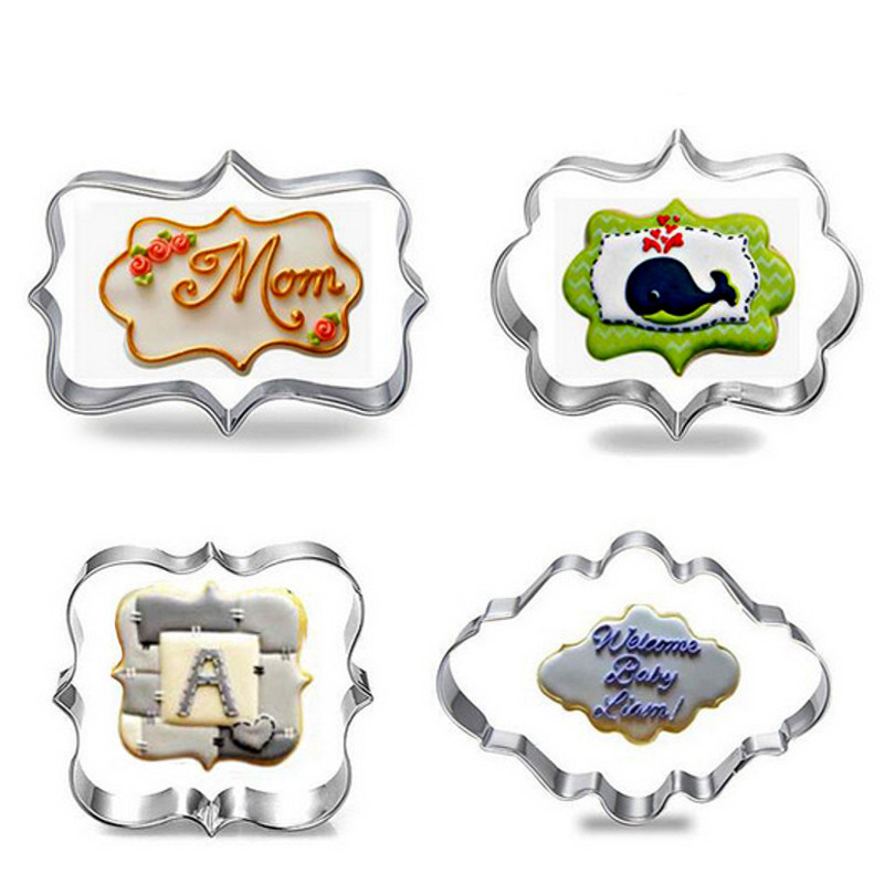 

4pcs Blessing Wedding Frame Cookie Cutters 3D Biscuit Sugarcraft Kitchen Mould Baking Pastry Tools