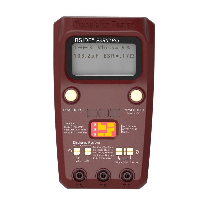 BSIDE ESR02PRO Tester Digitale per Componenti Transistor SMD Diodo Triodo di capacità di induttanza, ESR Meter 1