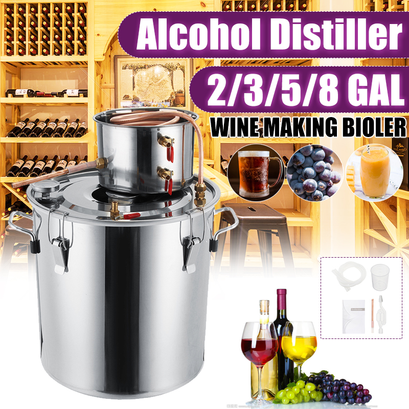 2GAL/3GAL/5GAL/8GAL Moonshine Still Spirits Kit Water Alcohol Distiller Boiler Home Brewing Kit Stainless Steel DIY 22