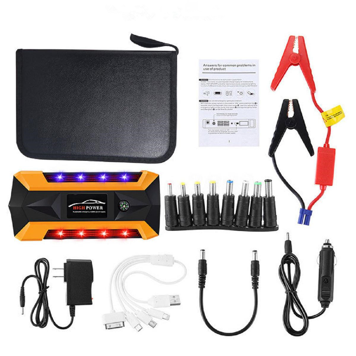 

Portable LED 89800mAh Car Jump Starter Pack Booster Charger Battery Power Bank Emergency Start Power With Safety Hammer