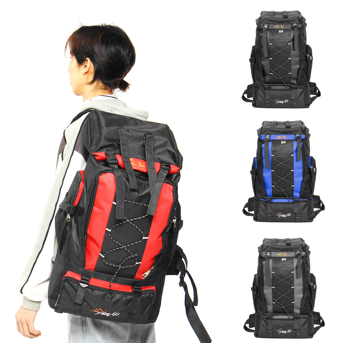 

60L Outdoor Sport Hiking Camping Rucksack Bag Luggage Travel Backpack Waterproof