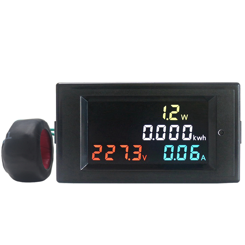 

4 In 1 AC Voltmeter Ammeter Power Energy Meter AC 200.0-450.0V 0.01-100A HD Color Screen 180 Degrees LED