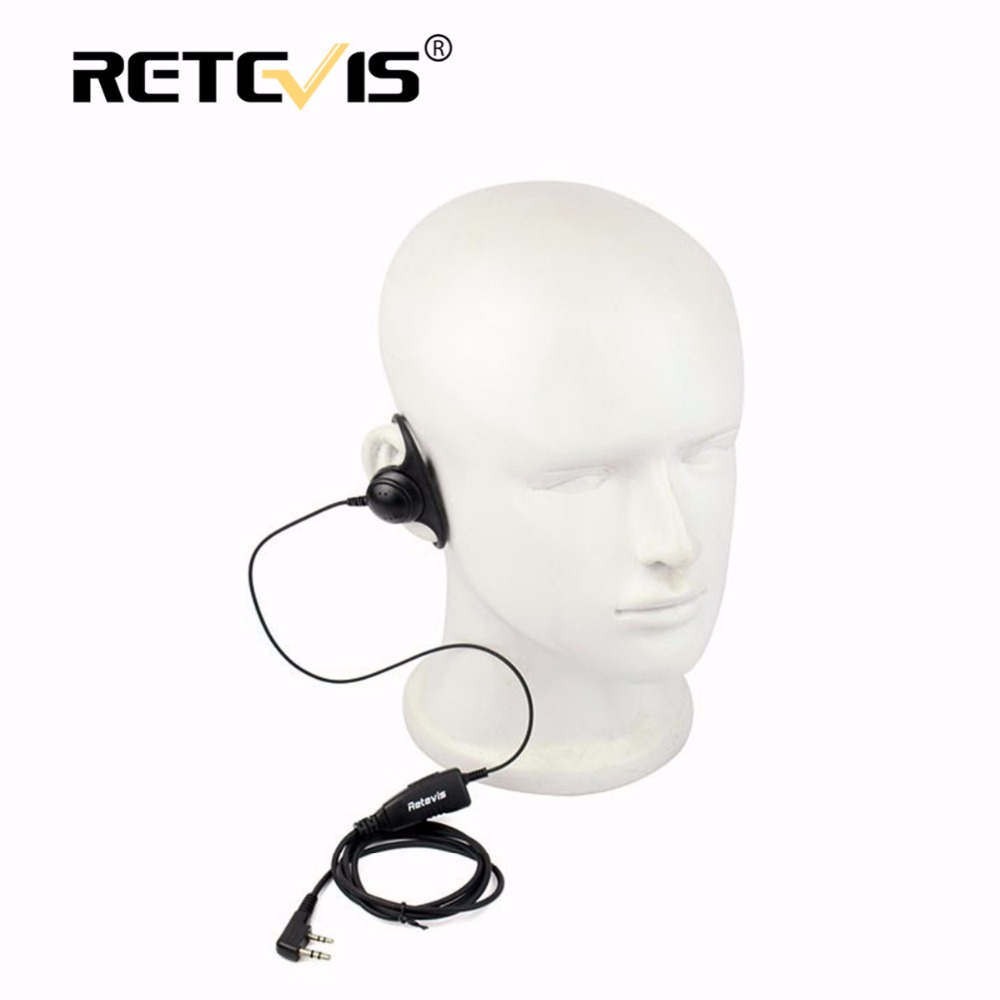 

Retevis D shape Soft Ear Hook Earpiece 2Pin PTT Mic Headset For Kenwood For Baofeng UV-5R 888S