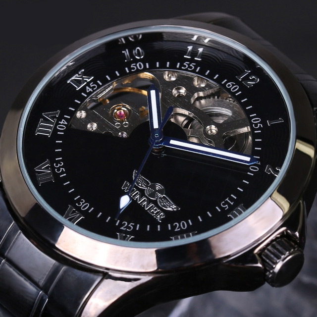 

4805 Военный Стиль Мужские наручные часы из нержавеющей стали ремешок Self-Wind Механический Смотреть