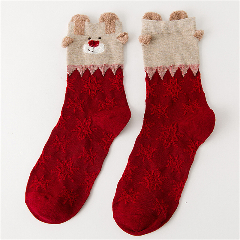 women cute christmas elk cotton socks warm soft middle tube socks at ...