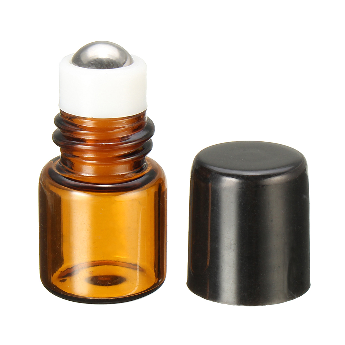 

1mL Empty Amber Glass Roll on Bottle Refillable Metal Roller Ball Essential Oil Liquid Bottle