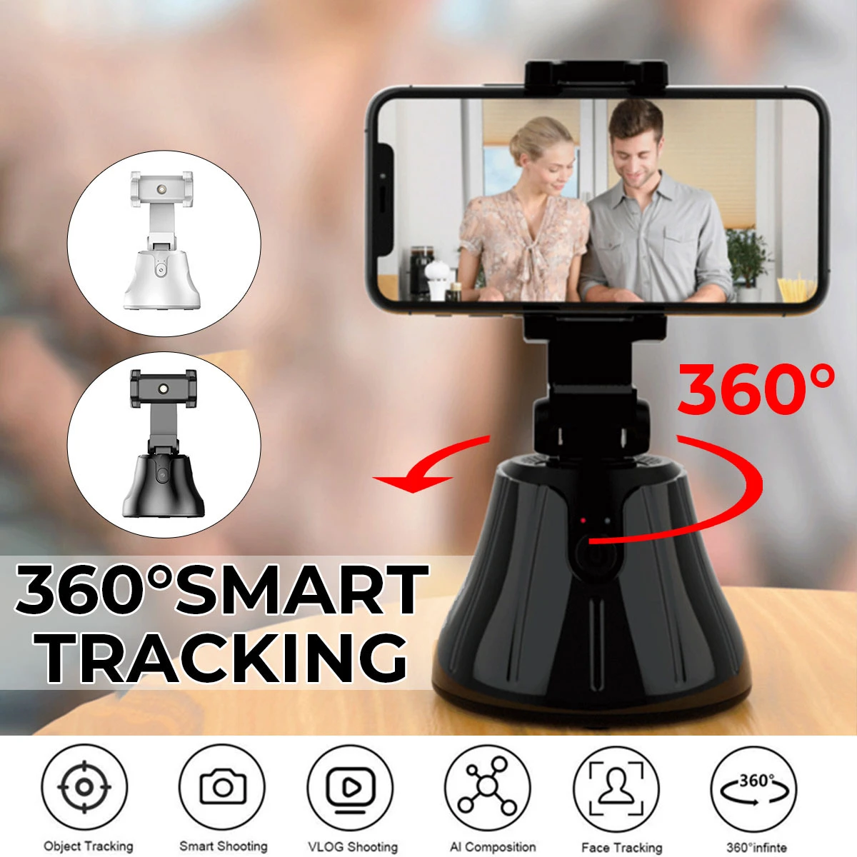 Bakeey 360 ° Smart Tracking Gimbal USB Charging Intelligent Tracking Shooting Holder Compatible with iPhone 12 12Pro Huawei P40 Mate40 Pro