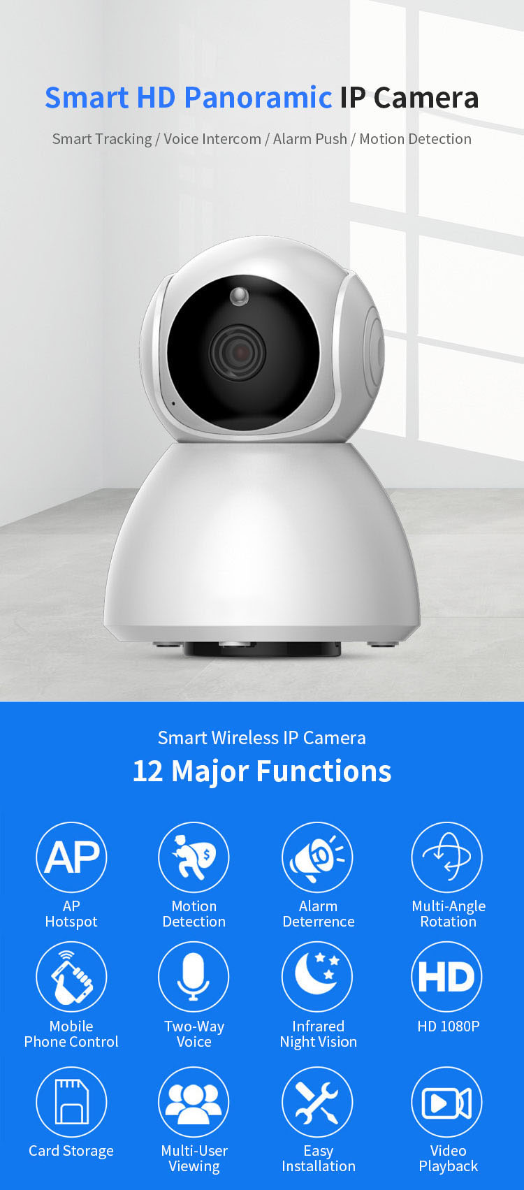 Xiaovv Q8 HD 1080P 360° Panoramic IP Camera Onvif Support Infrared Night Vision AI Mo-tion Detection Machine Panoramic Camera from xiaomi youpin 10