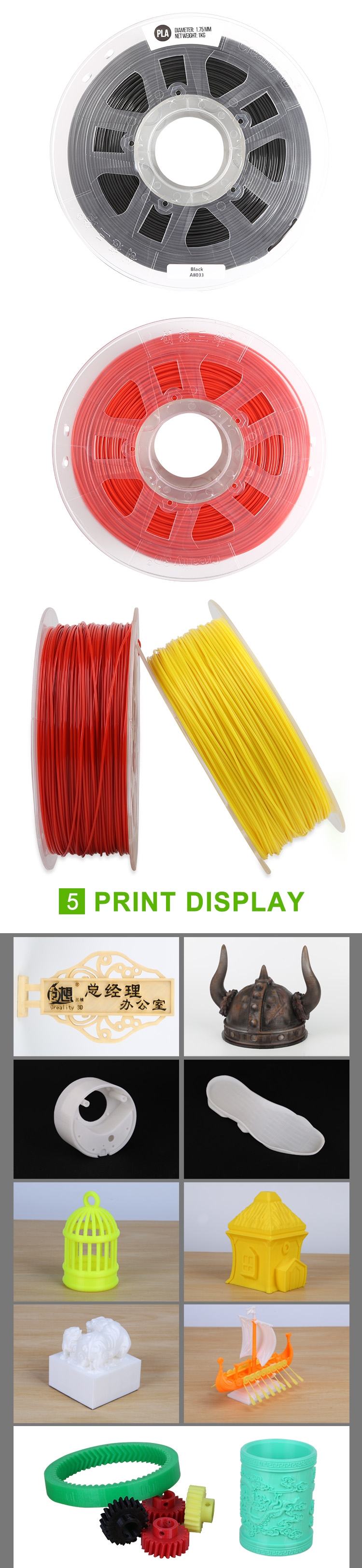 Creality 3D® White/Black/Yellow/Blue/Red 1KG 1.75mm PLA Filament For 3D Printer 14