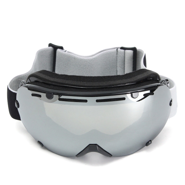 

Universal Ski Goggles Dual Lens Mirror Snowboard Outdoor Sports Glasses Windproof Anti-UV Silver