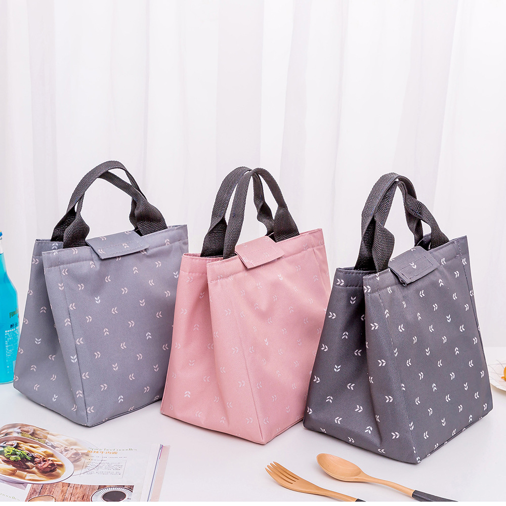 

New Portable Lunch Bag Small Leaf Insulation Package Family Picnic Cold Ice Cooler Canvas Hand Bag Baby Food Keeper Bag